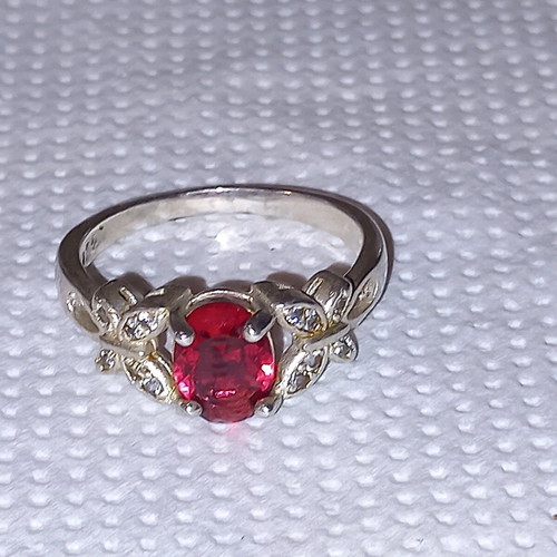 Silver 925 ring new with natural fuchsia stone