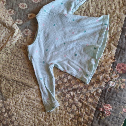 Cotton baby shirt blue ribbed, like new, 6-9 months