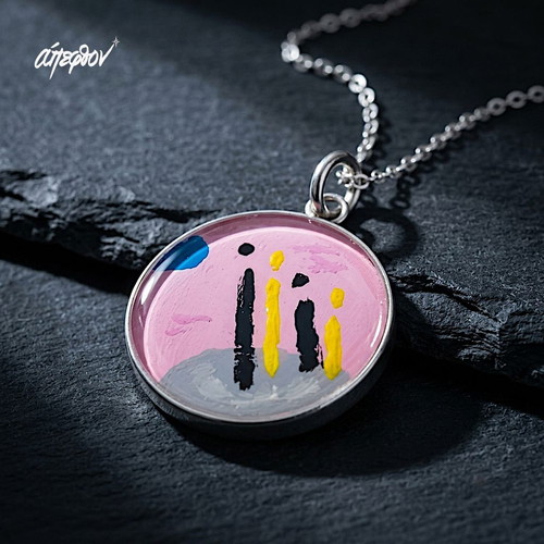 Reverie Necklace by Άπεφθον with Hand-Painted Abstract Design