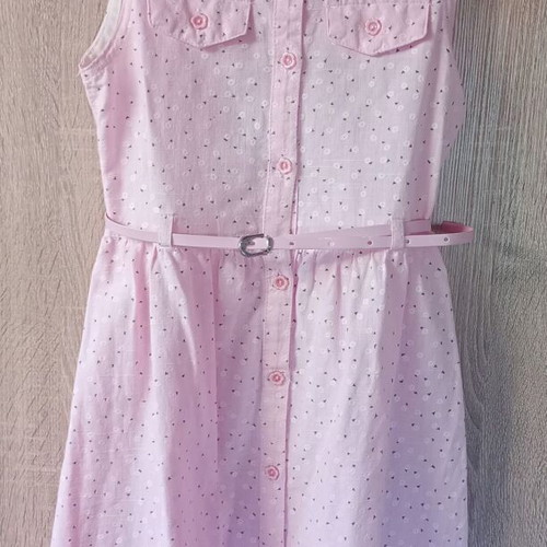 Civil summer dress for girl like new, 10 years old, pink with flowers