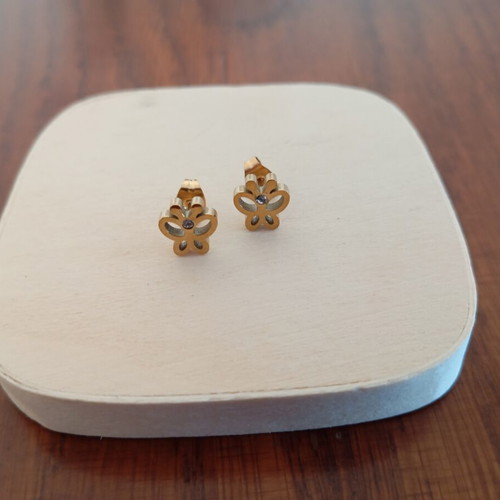Butterfly stainless steel earrings new, gold tone