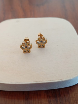 Butterfly stainless steel earrings new, gold tone