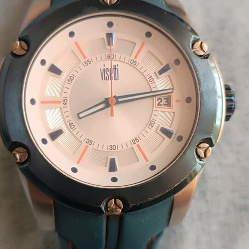 Visetti wristwatch like new with blue silicone strap and date function