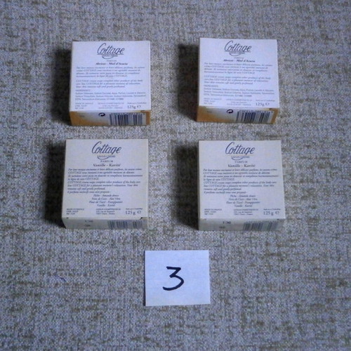 Cottage Savon Creme Parfum vintage apricot x2 and vanilla x2 pack of 4 soaps new