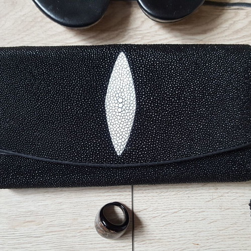 Stingray Leather Purse brand new, black and white
