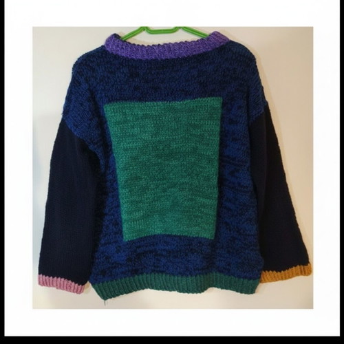 Handmade colorblock knitted sweater unisex, new, size L