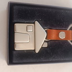 House keychain with brown leather strap