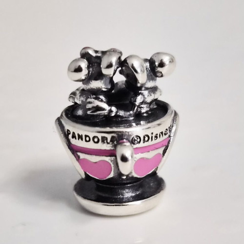 Pandora Mickey and Minnie Charm in Teacup, new, sterling silver