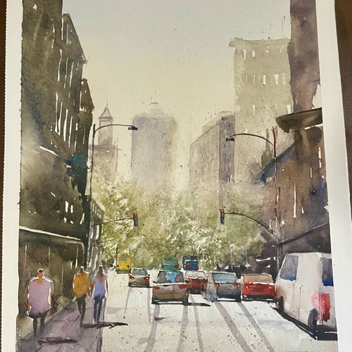 Hand-painted artwork new on watercolor paper 29.5x20.5 cm