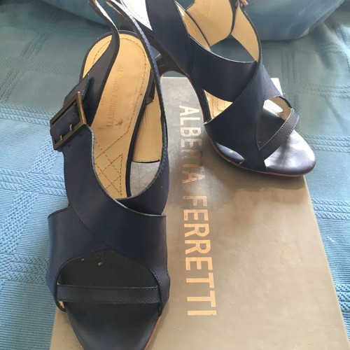 Alberta Ferretti evening sandals used, blue, size 38