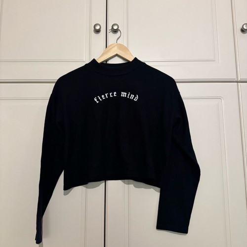 Cropped sweatshirt Bershka black like new, size S