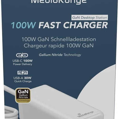 MediaRange MRMA124 GaN 100W Charging Station with 3 USB-C and 1 USB-A Ports