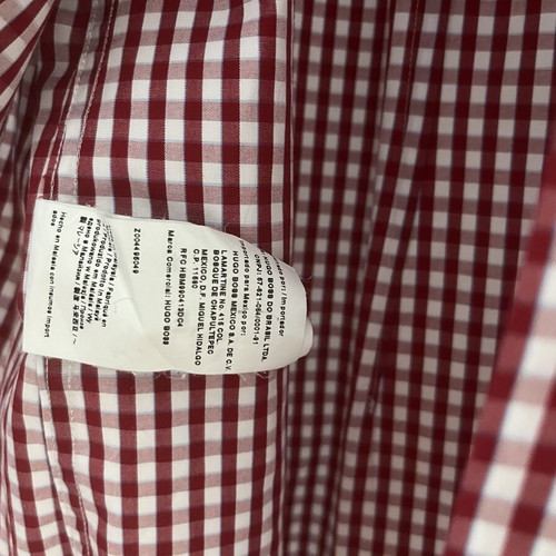 Hugo Boss men's red check slim fit shirt like new, size 44