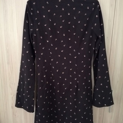 H&M women's short dress with long wide sleeves, floral print, size S (EU 36)