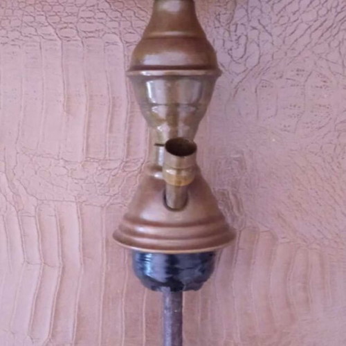 Hookah old used with green glass base and silver-plated design