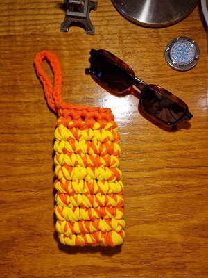 Θήκη γυαλιών χειροποίητο crochet καινούργιο, κίτρινο πορτοκαλί