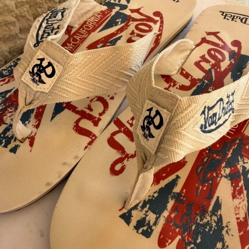 Von Dutch flip flops size 42-43, white and blue