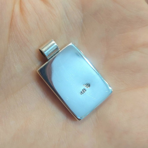 Handmade pendant with natural amber and 925 silver, new