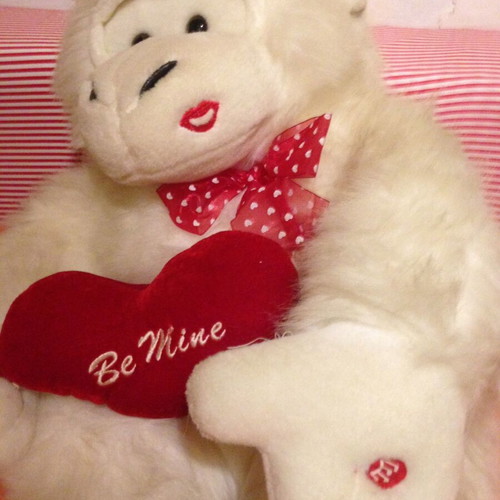 Large stuffed toy with Be Mine heart and Only You music like new