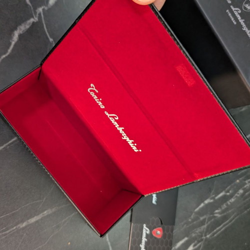 Tonino Lamborghini sunglasses case new medium with cloth and box black red