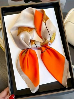 Women's scarves new, orange, size 70×70cm