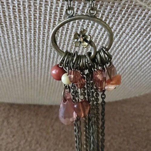 Ethnic handmade single earring like new with long chains and stones