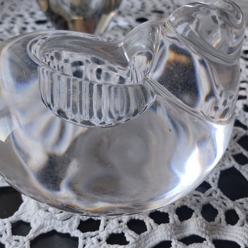 Vintage crystal set: Orrefors snail candle holder & Formano oil lamp