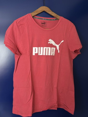 Puma women's short-sleeve shirt like new, pink and white, size XL