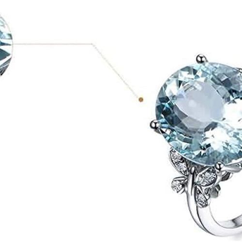 Aquamarine ring new, 18K white gold plating