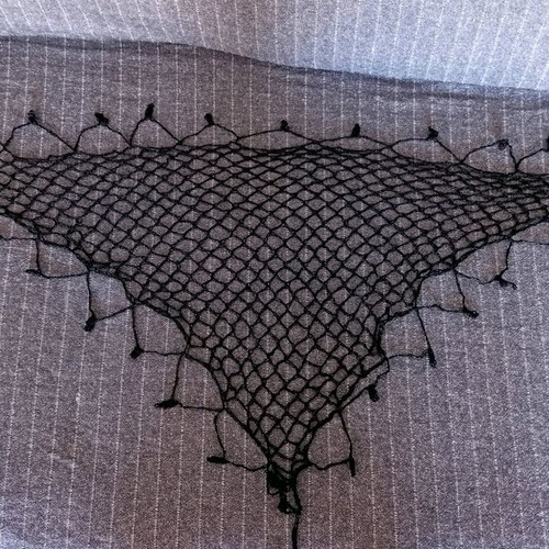 Traditional Cretan Scarf handmade, like new, black with fringes