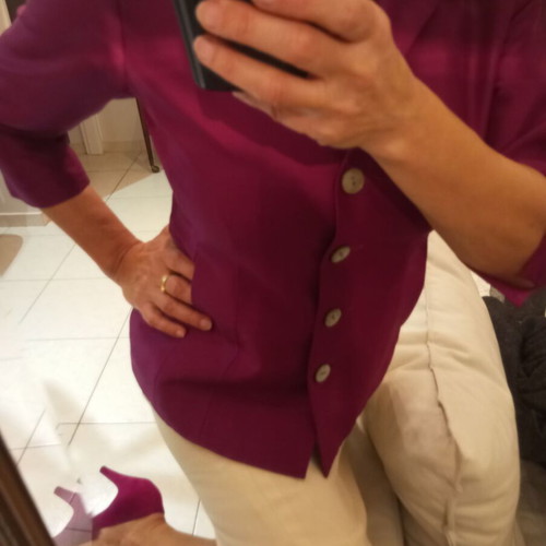 Monsoon silk jacket fuchsia S–M like new