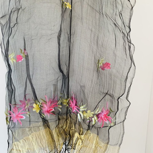 Silk Scarf Celestino new with tags, black multicolor floral