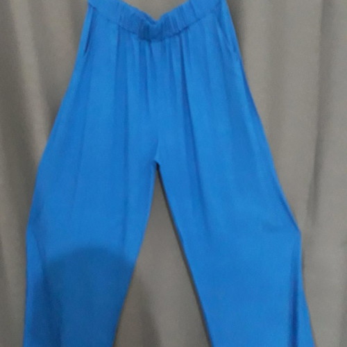 Γυναικεία παντελόνα μπλε καλοκαιρινή Plus Size XXL/XXXL καινούργια με λάστιχο στη μέση