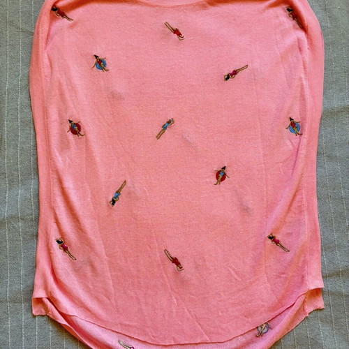 Next Pink Embroidered Swimmer Knit Top XS