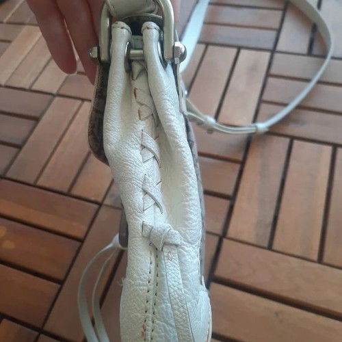 DKNY vintage shoulder bag used, beige and white