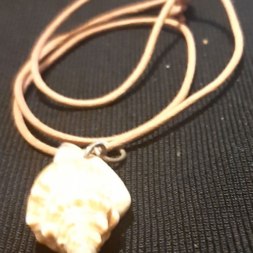 Natural shell necklace with leather strap new, handmade, gift pouch