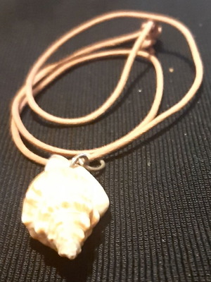 Natural shell necklace with leather strap new, handmade, gift pouch