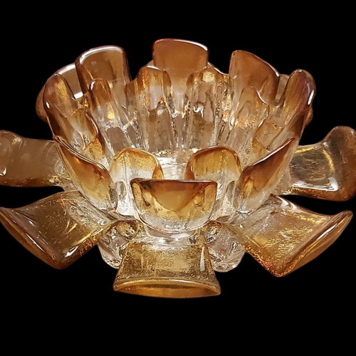 Διακοσμητικό κεντρικό κομμάτι μπολ 2τμχ Mid-Century Modern από κρύσταλλο Murano σαν καινούργιο