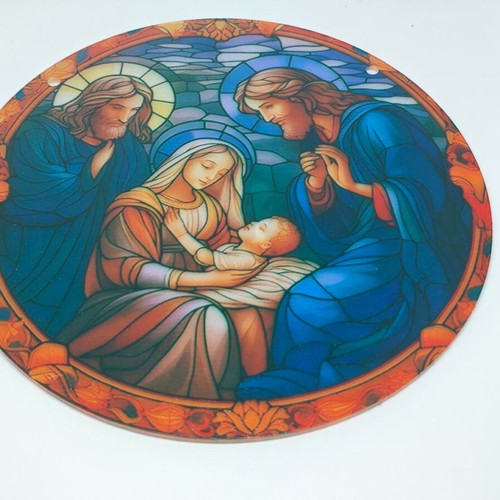 Acrylic Decorative Disc Nativity Scene 15cm like new