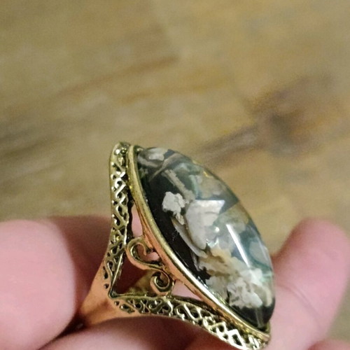 Marquise Oval Cabochon Women's Ring Steel Size 65 New