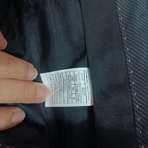 Portobello's men's suit size 54 used, black with subtle stripes