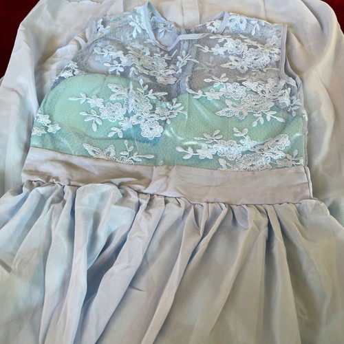 Women's maxi dress blue new with lace and lining size M