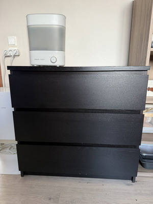 IKEA Malm 3-Drawer Chest used, black-brown finish