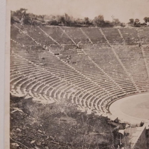Epidaurus Theatre postcard used, black and white