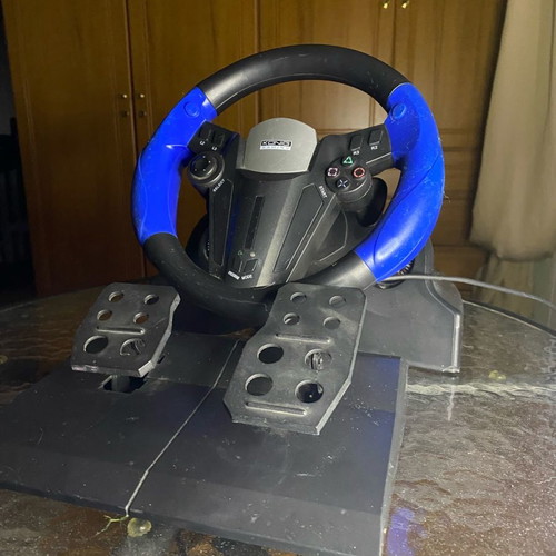 Steering wheel with pedals for PS2 used with PS2 and WRC