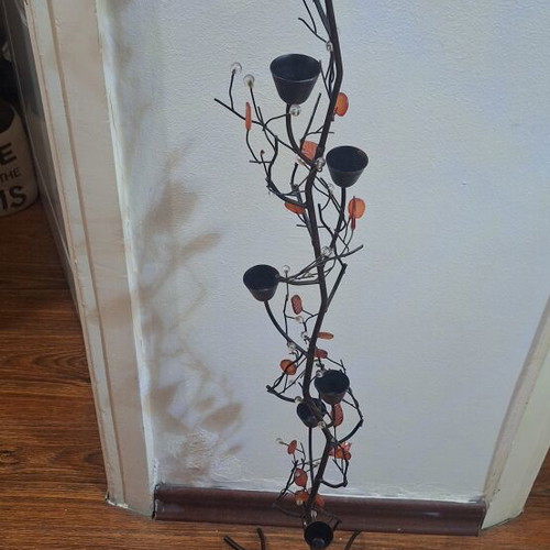 Metal tree-shaped floor candle holder like new, 1 meter tall