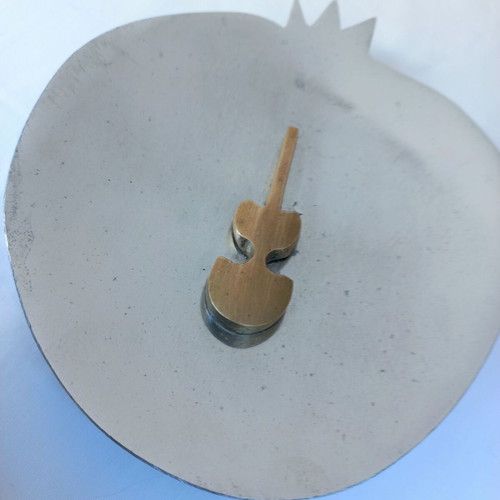 Decorative bowl used from Cycladic Art Museum with bronze element