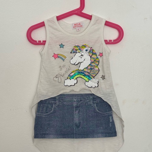 Cotton dress used with unicorn, size 2, 92 cm