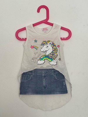 Cotton dress used with unicorn, size 2, 92 cm