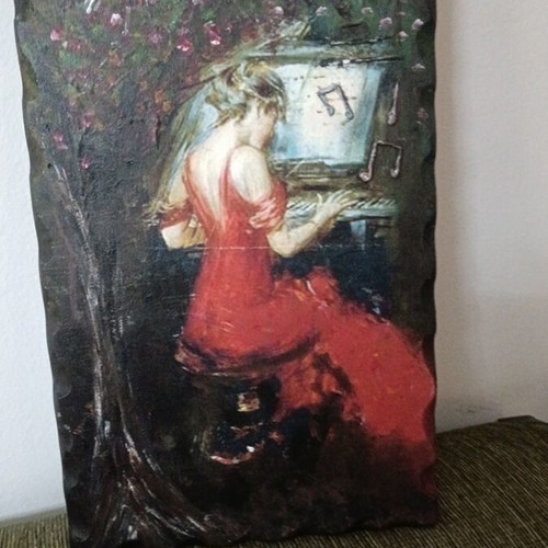 Notes in the Night decoupage on wood